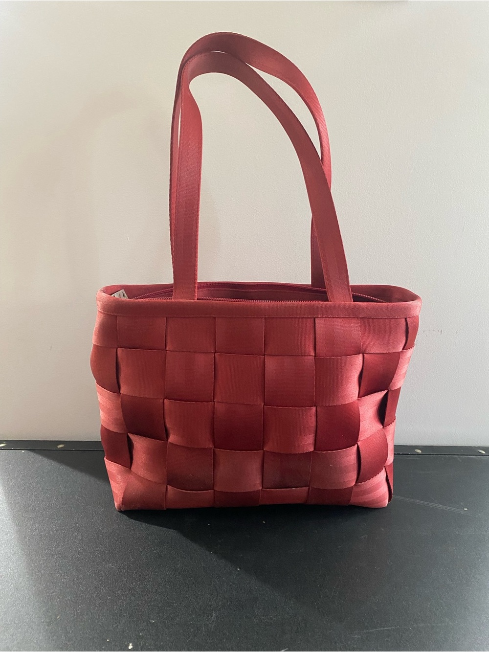 Large tote - Cranberry red - seatbelt purse